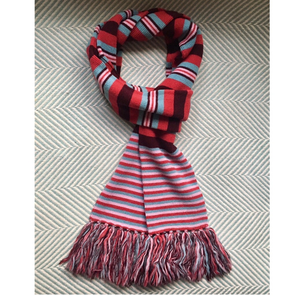 MARC JACOBS Wool Striped Long Scarf with Fringe